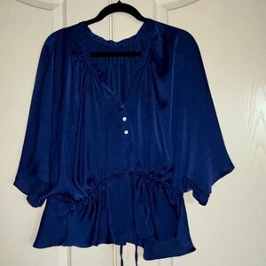 Royal Blue satin peplum blouse size large